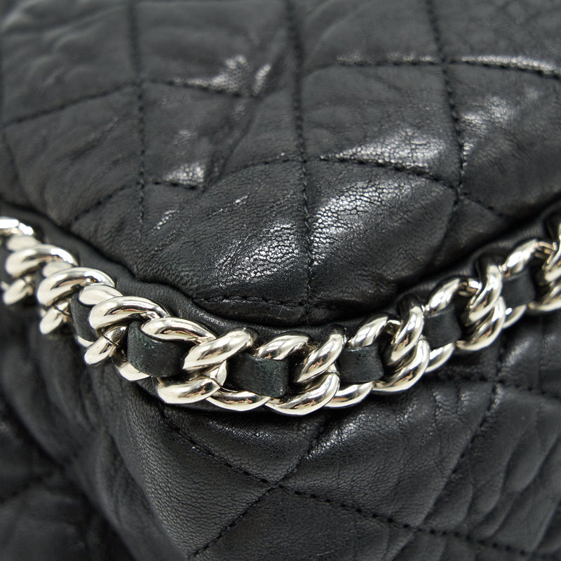 Chanel Quilted Leather Chain Around Maxi Black Ruthenium Hardware