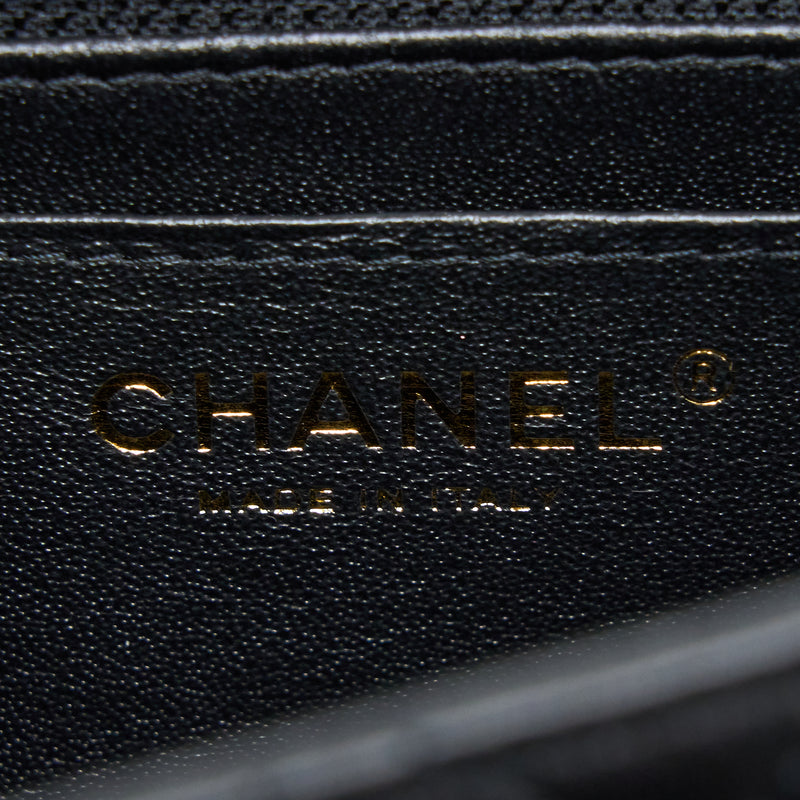 Chanel Mini Square Flap Bag Lambskin Black LGHW (Microchip)