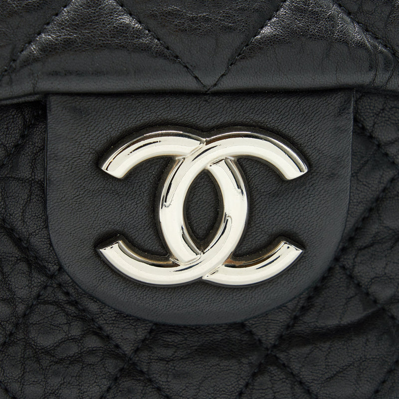 Chanel Quilted Leather Chain Around Maxi Black Ruthenium Hardware