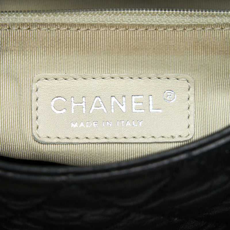 Chanel Quilted Leather With Chain Shoulder Bag XL Black SHW