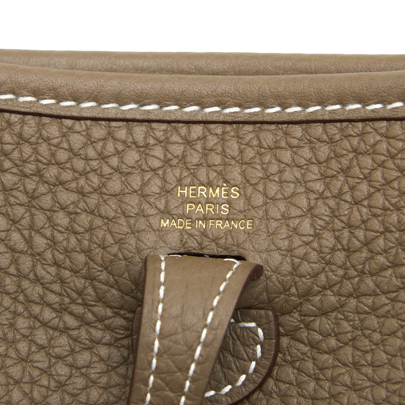 Hermes Mini Evelyne Clemence Etoupe GHW Stamp Z