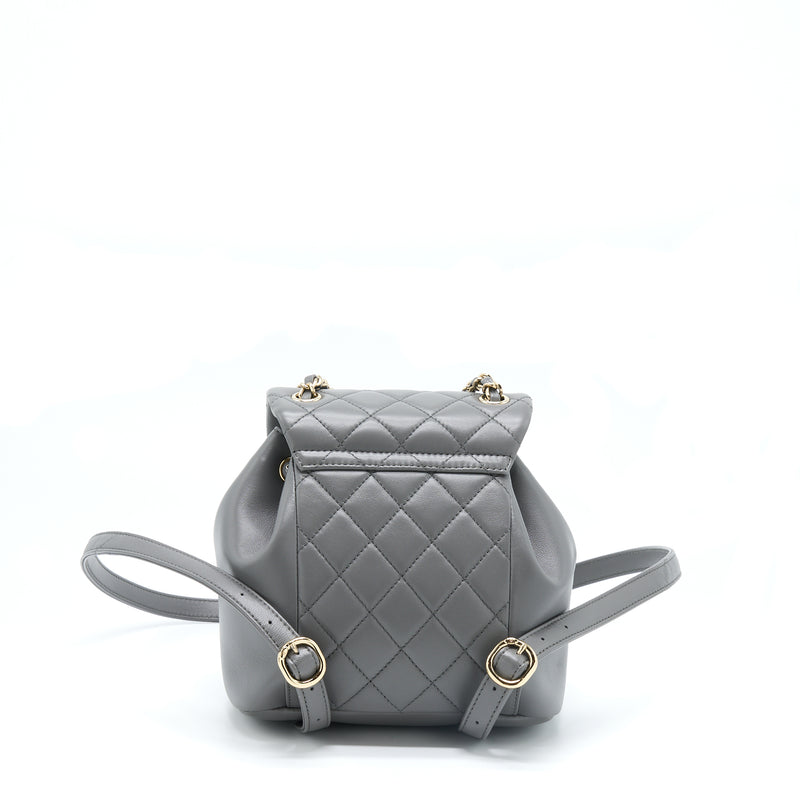 Chanel 22A Duma Backpack Lambskin Dark Grey LGHW (Microchip)