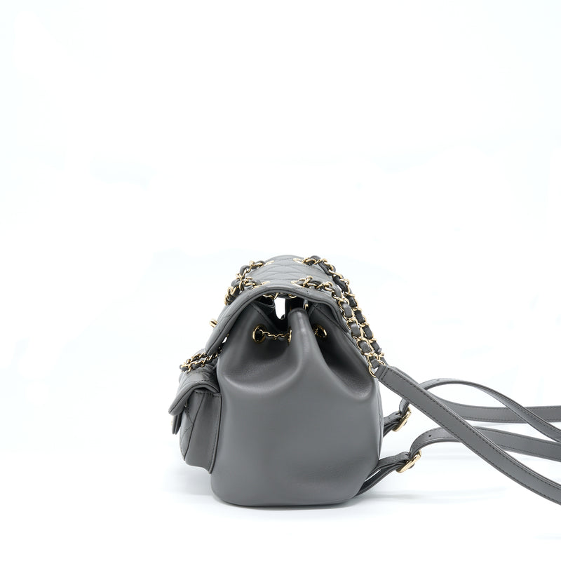 Chanel 22A Duma Backpack Lambskin Dark Grey LGHW (Microchip)