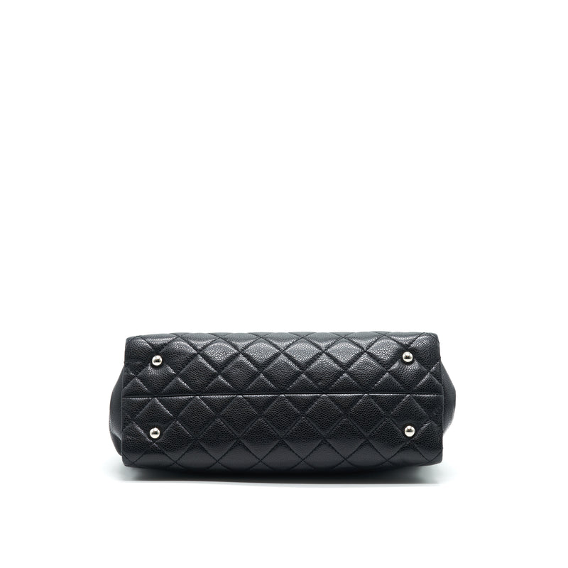CHANEL QUILTED LEATHER TOTE BAG WITH CHAIN IN CARVIAR BLACK SHW