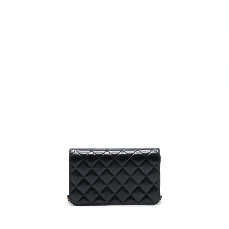 Chanel Vintage Quilted Mini Flap Bag With Chain Lambskin Black GHW