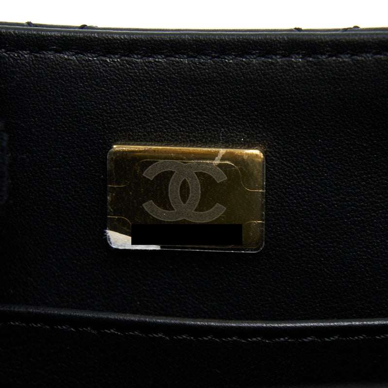 Chanel 22K Retro Classic New Mini Square Flap Bag Goatskin Black GHW(Microchip)
