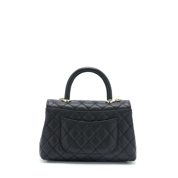 Chanel Small Coco Handle Caviar Black LGHW (Microchip)
