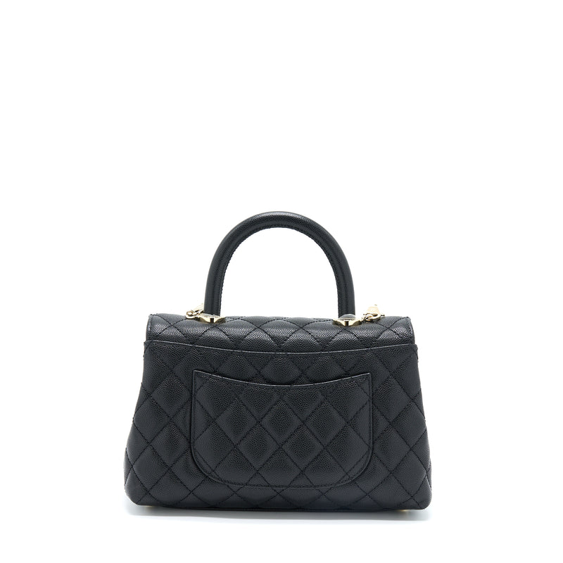 Chanel Small Coco Handle Caviar Black LGHW (Microchip)