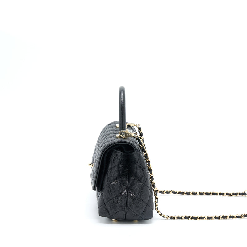 Chanel Small Coco Handle Caviar Black LGHW (Microchip)