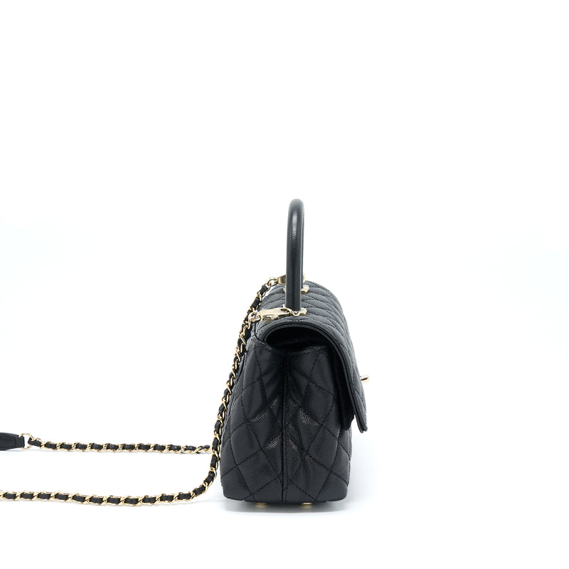 Chanel Small Coco Handle Caviar Black LGHW (Microchip)
