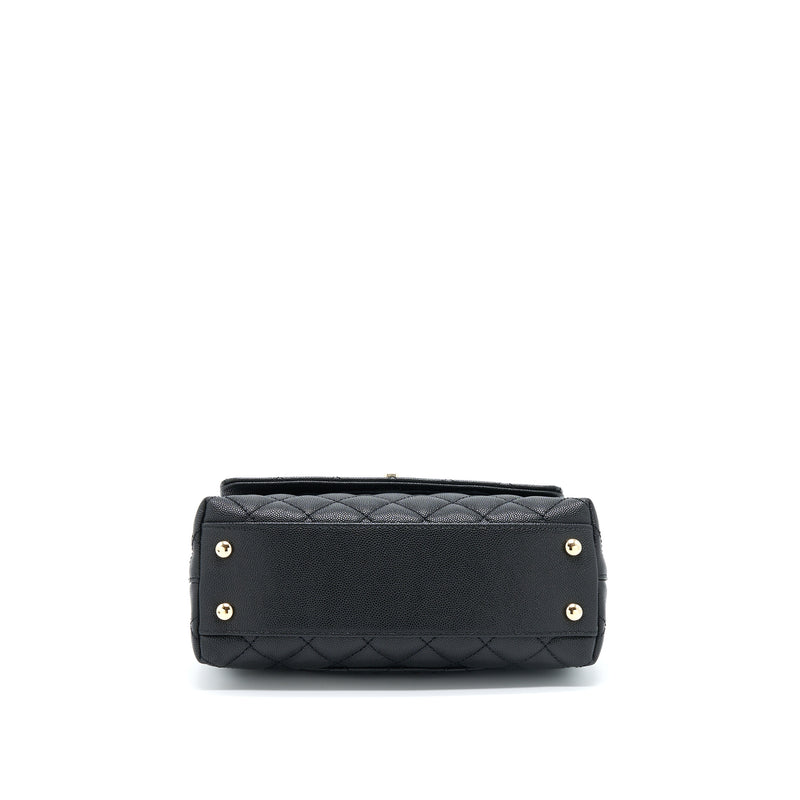 Chanel Small Coco Handle Caviar Black LGHW (Microchip)