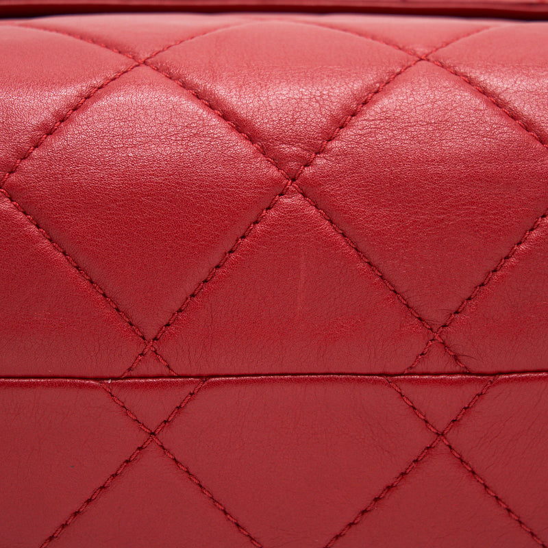 Chanel Quilted Large Flap Leather Bag With Chain Red SHW