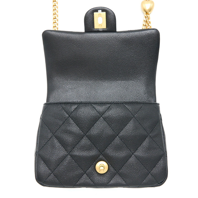 Chanel 23P Coco Love Flap Bag Caviar Black GHW (Microchip)