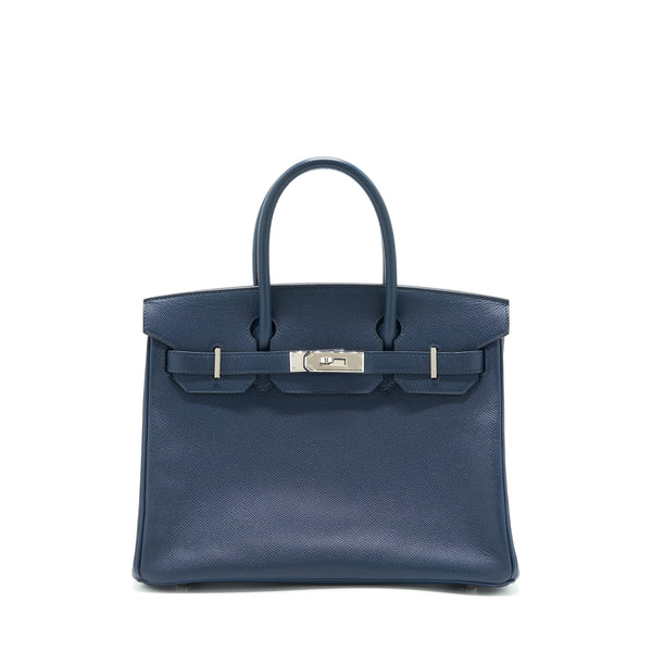 Hermes Birkin 30 Epsom Dark Blue SHW Stamp Square L