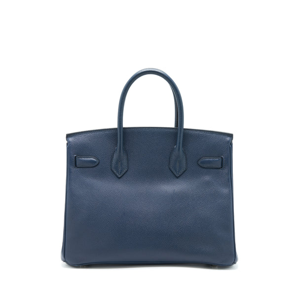 Hermes Birkin 30 Epsom Dark Blue SHW Stamp Square L