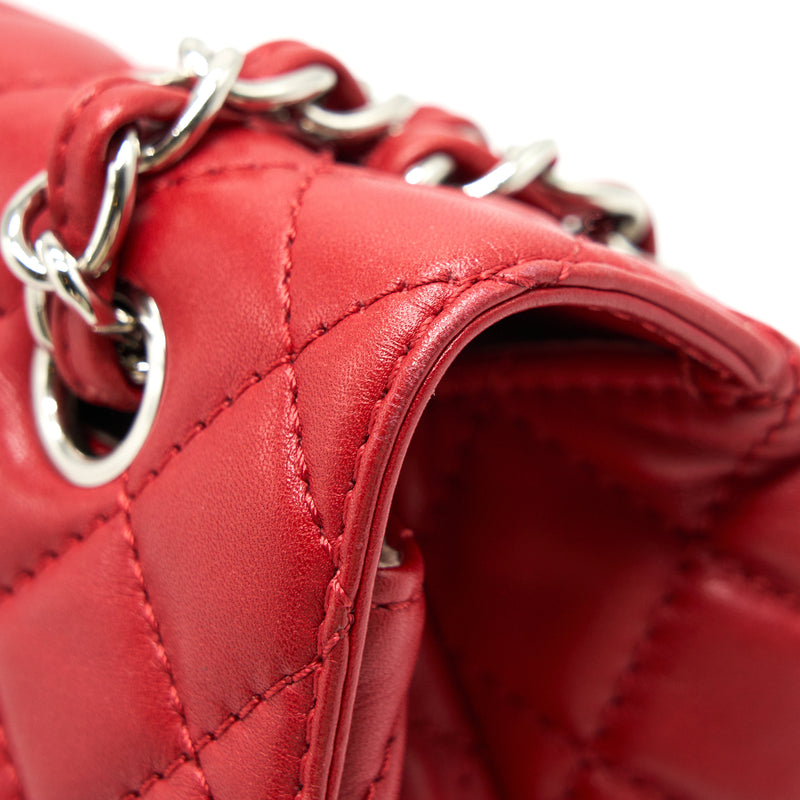 Chanel Quilted Large Flap Leather Bag With Chain Red SHW