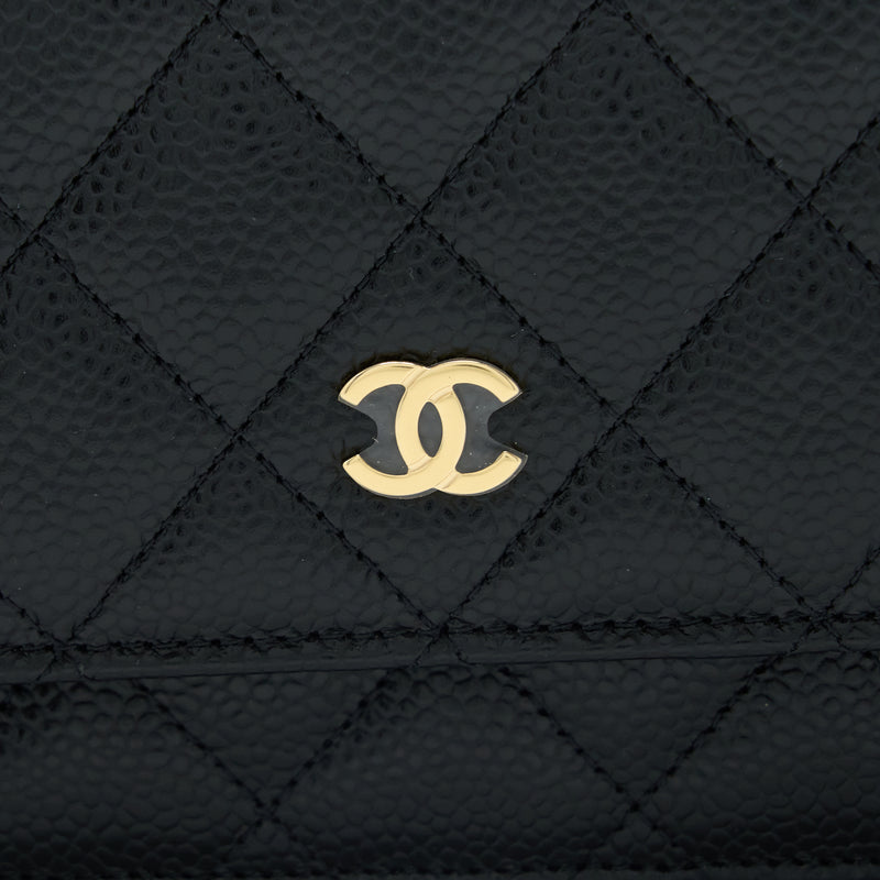 Chanel Classic Wallet On Chain Caviar Black GHW( Microchip)