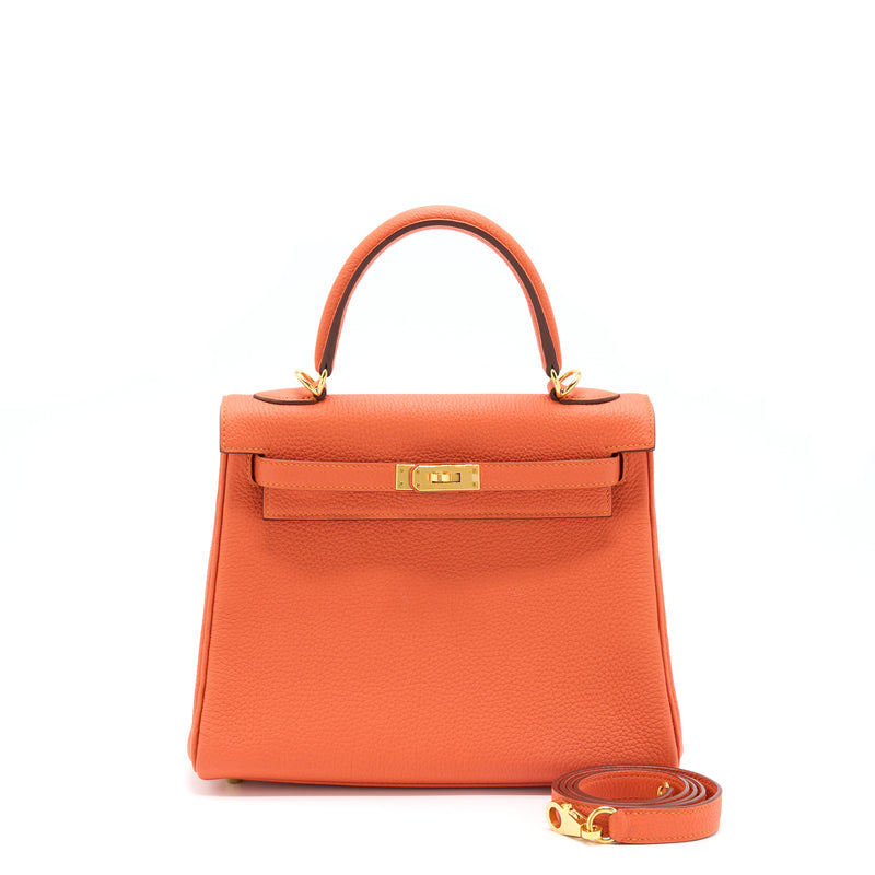 Hermes Birkin Bag 25cm Feu Orange Togo Gold Hardware