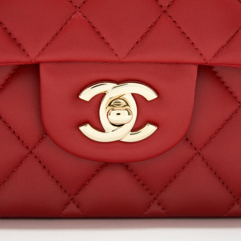 Chanel Medium Classic Double Flap Bag Red LGHW serial29