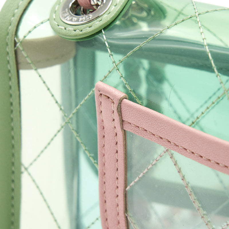 Chanel Flap Bag Transparent PVC/Lambskin Silver-tone Blue/Green/Pink in PVC/Lambskin  with Silver-Tone - US