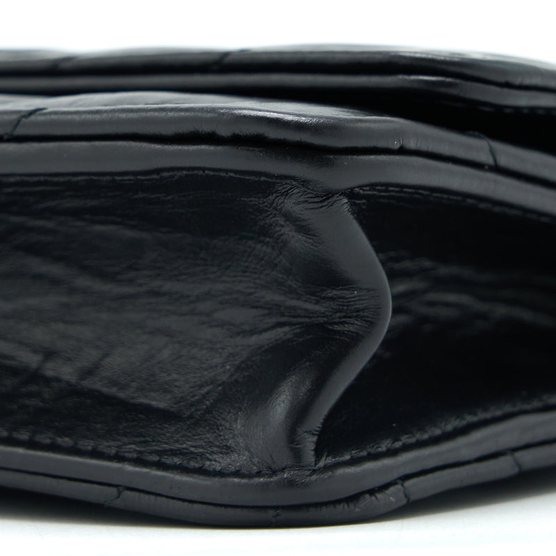 Chanel 2.55 Reissue Wallet On Chain Chevron Aged Calfskin Black Brushed GHW (Microchip)