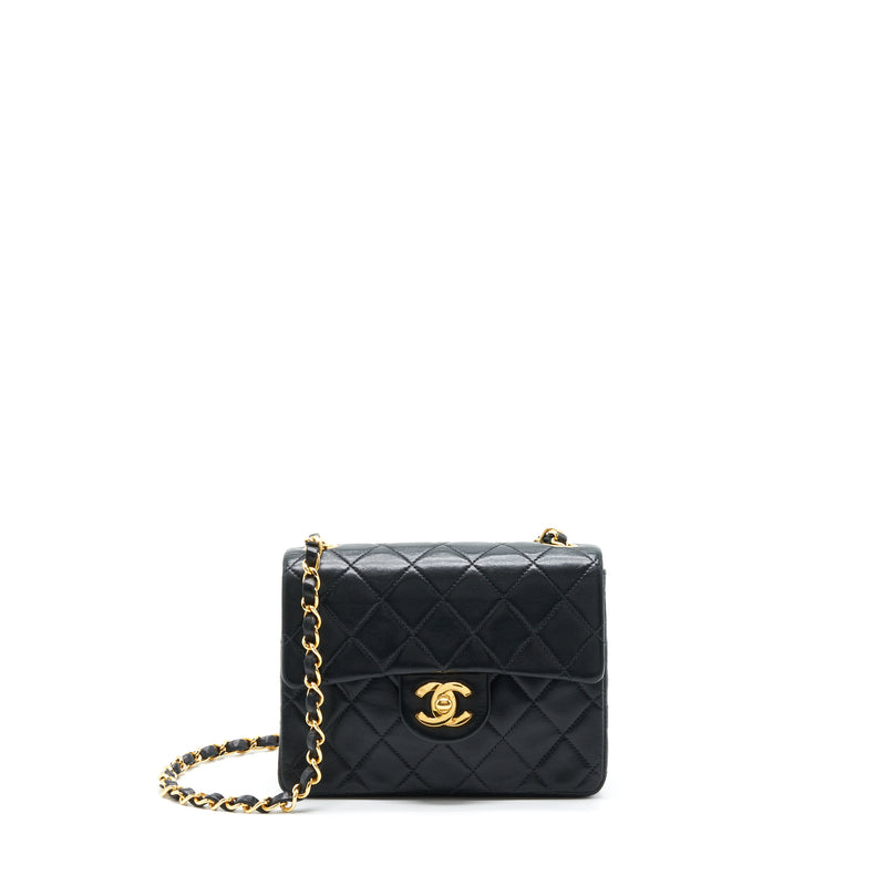 Chanel Vintage Black Lambskin Small Full Flap Bag