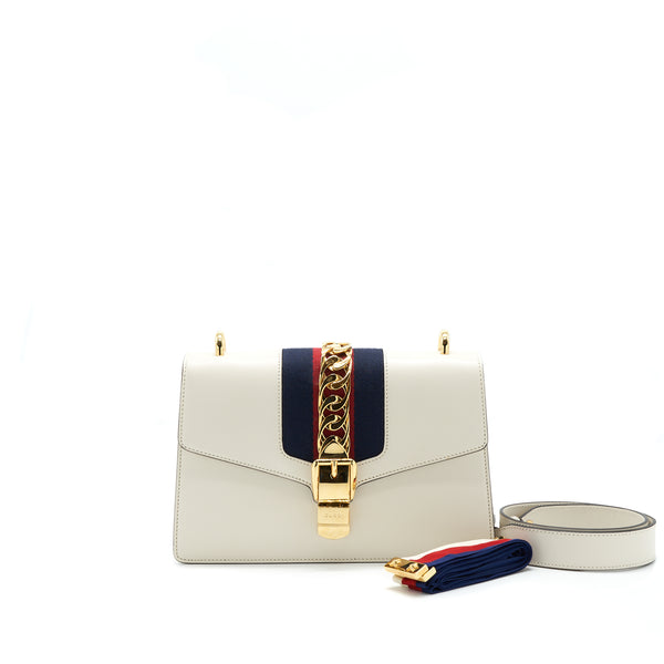 GUCCI SMALL SYLVIE BAG IN WHITE GHW