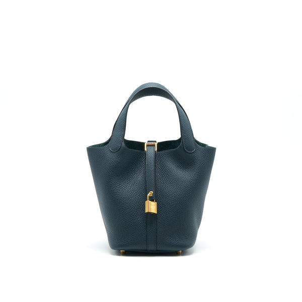 HERMES PICOTIN 18 LOCK BAG VERT CYPRES WITH GHW