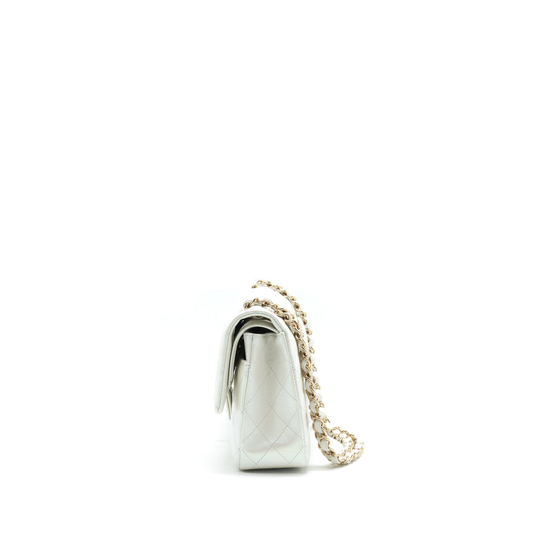 Chanel medium S21 iridescent white classic bag