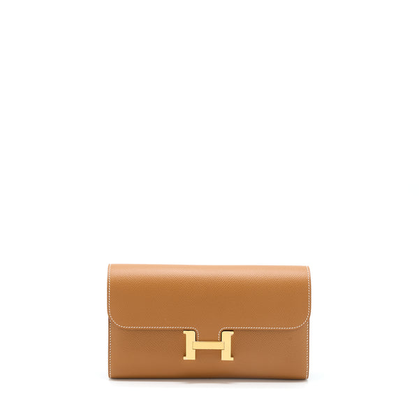 Hermes Constance Long Wallet Epsom Gold GHW Stamp D