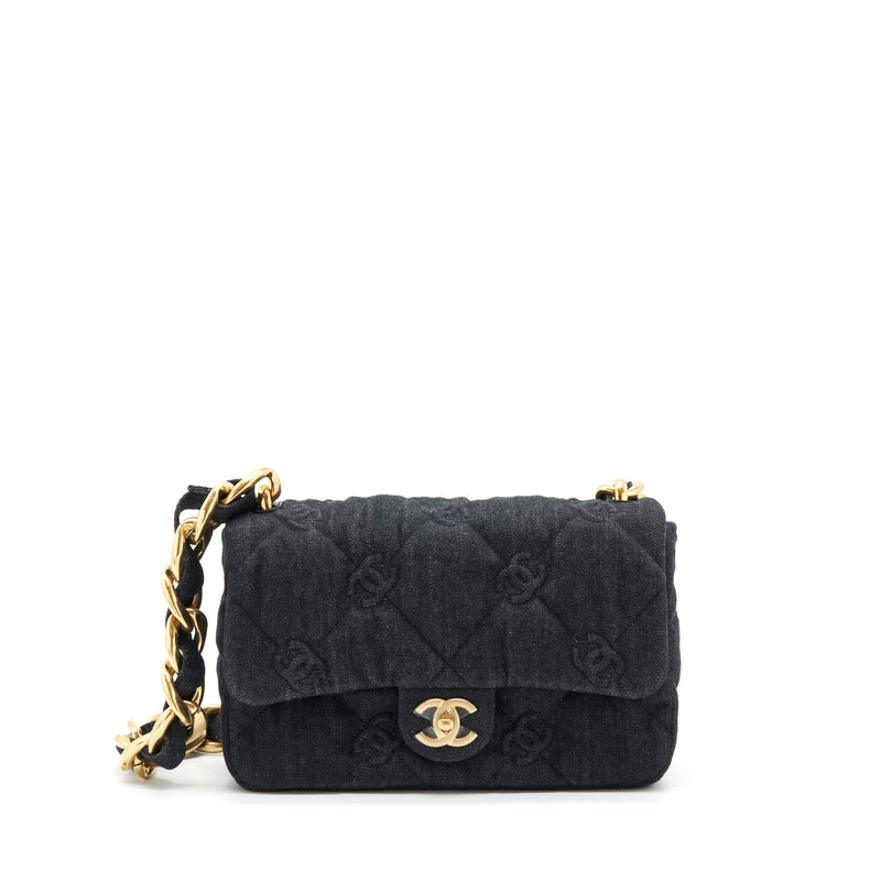 Chanel 22s Small Denim CC Logo Shoulder Bag GHW