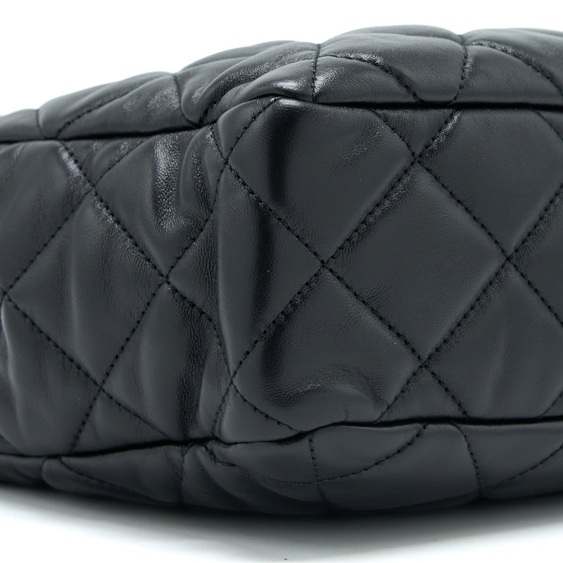 Chanel Seasonal Tote Bag Lambskin Black Brushed GHW(Microchip)