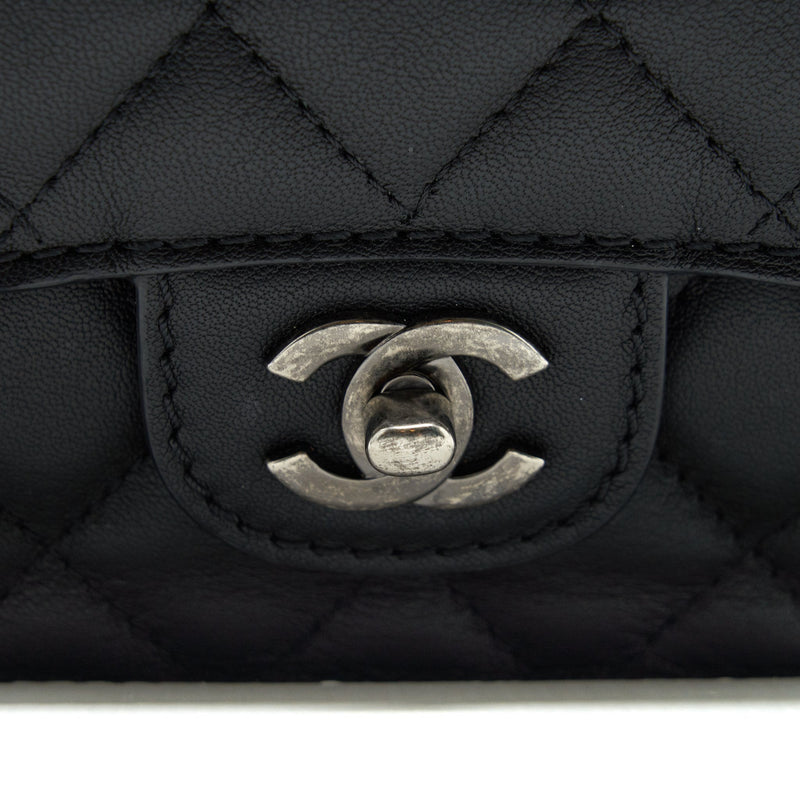 Chanel Quilted Flap Crossbody Bag Black Ruthenium Hardware