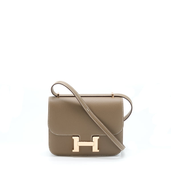 Hermes Mini Constance Epsom Etoupe RGHW Stamp U