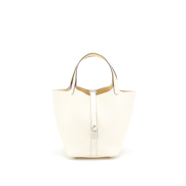 HERMES PICOTIN 18 LOCK BAG NATA WITH JAUNE POUSSIN HANDLE SHW