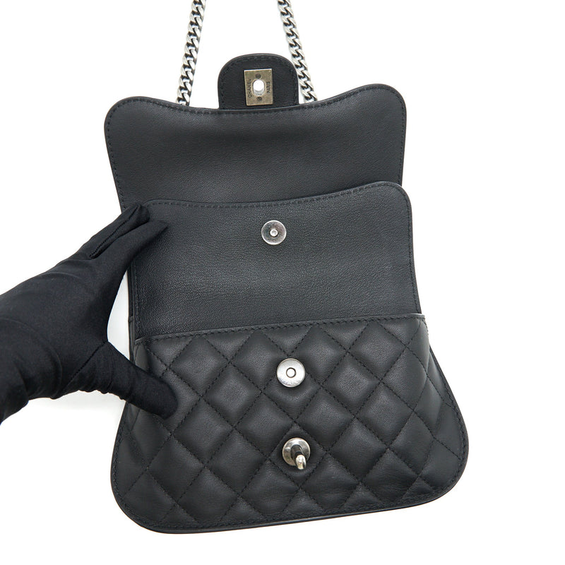 Chanel Quilted Flap Crossbody Bag Black Ruthenium Hardware