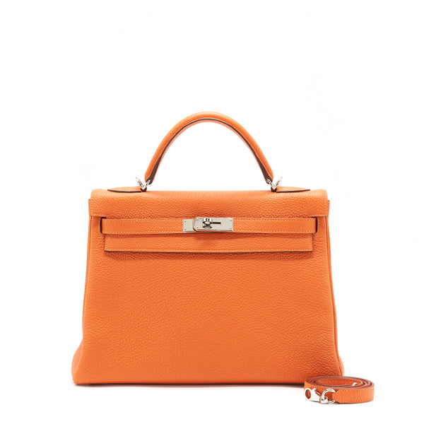 Hermes Kelly 32 Togo 93 Orange SHW Stamp Square O