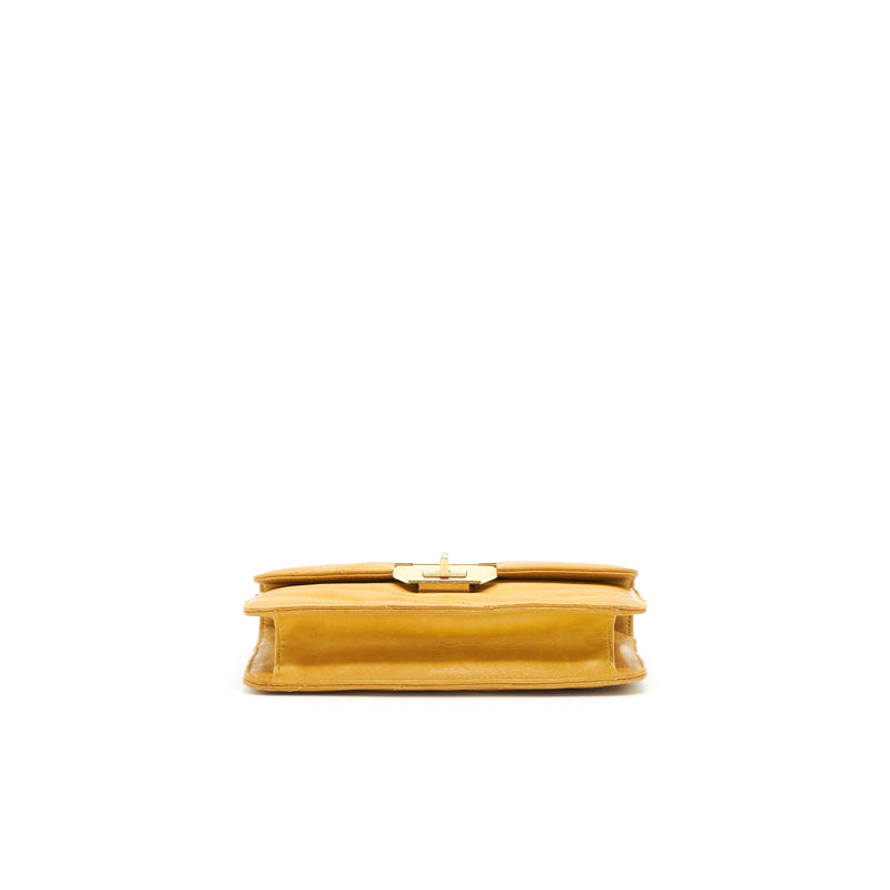 Chanel Chevron Envelope Flap Bag With Chain in Yellow GHW