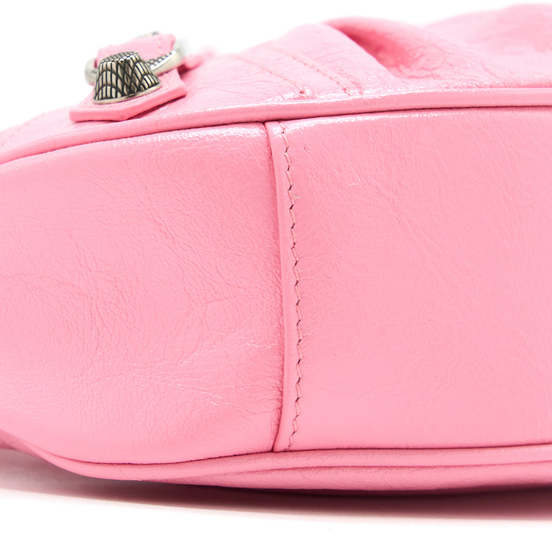 Balenciaga Le Cagole XS Shoulder Bag Calfskin Pink Aged-Silver Hardware