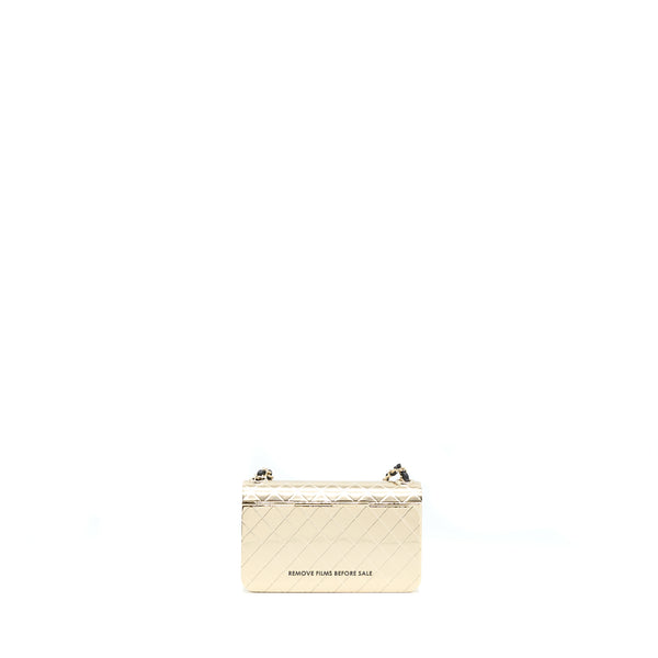 Chanel Mini Evening Bag Gold Tone Hammered Metal And Gold Tone Metal (Microchip )