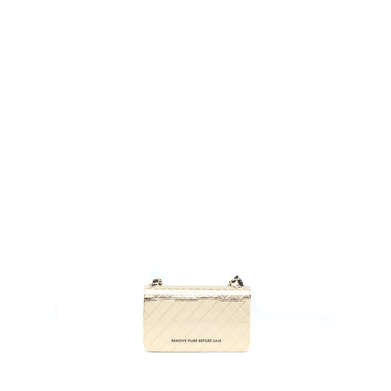 Chanel Mini Evening Bag Gold Tone Hammered Metal And Gold Tone Metal (Microchip )