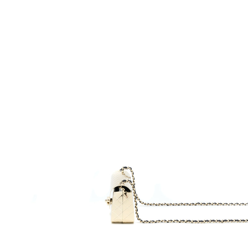 Chanel Mini Evening Bag Gold Tone Hammered Metal And Gold Tone Metal (Microchip )