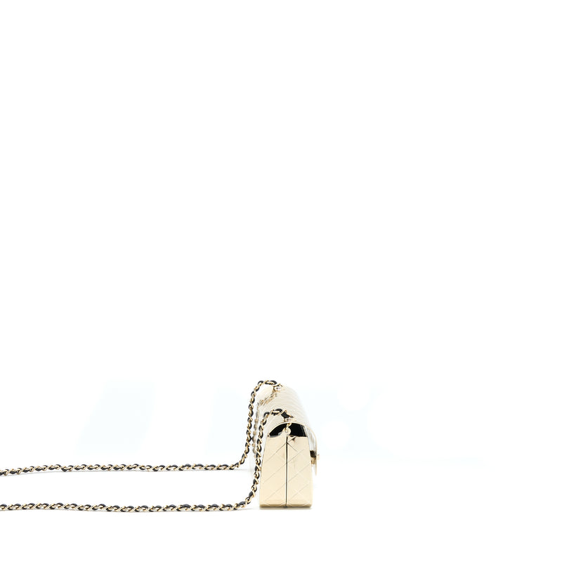 Chanel Mini Evening Bag Gold Tone Hammered Metal And Gold Tone Metal (Microchip )