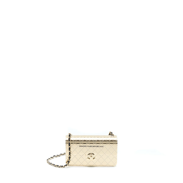 Chanel Mini Evening Bag Gold Tone Hammered Metal And Gold Tone Metal (Microchip )