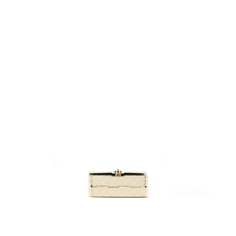Chanel Mini Evening Bag Gold Tone Hammered Metal And Gold Tone Metal (Microchip )