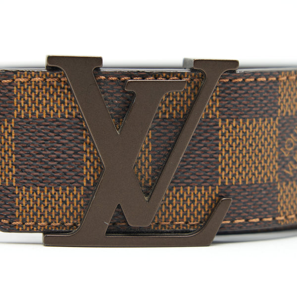 LOUIS VUITTON INITIALES BELT DAMIER EBENE CANVAS BROWN 95CM