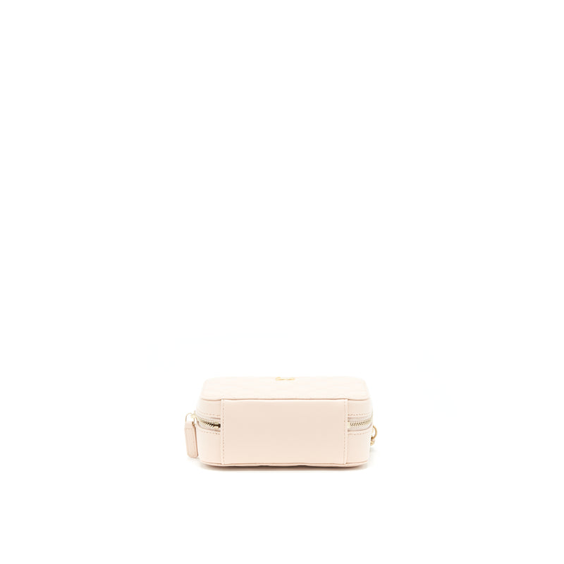 Chanel Pearl Crush Mini camera case with chain Lambskin light beige GHW