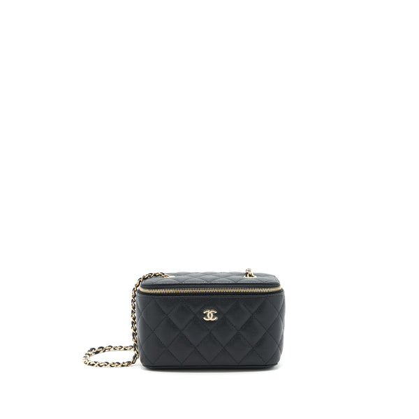 Chanel Caviar Long Vanity case with chain Caviar black LGHW