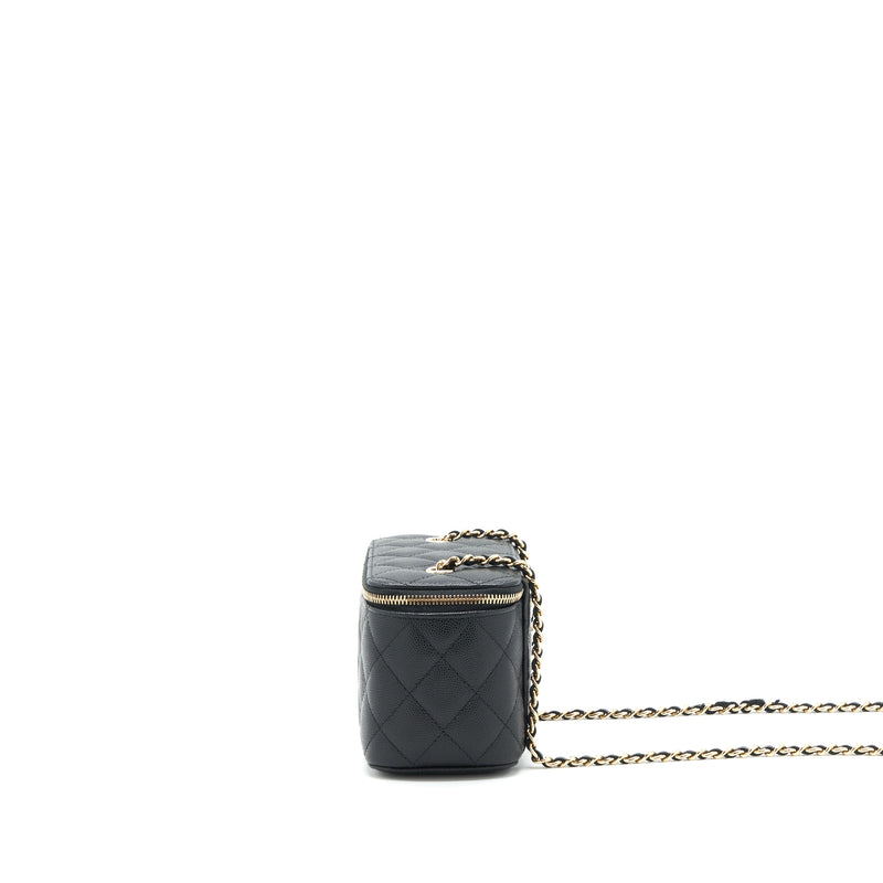 Chanel Caviar Long Vanity case with chain Caviar black LGHW