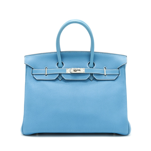 Hermes Birkin 35 Togo Blue Jeans SHW Stamp Square H